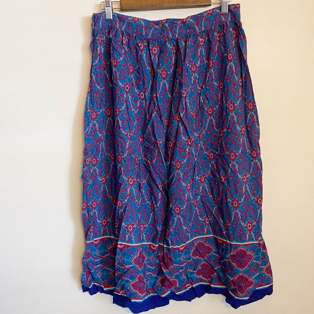 Vintage 80s 90s Landers and Co. Floral Midi Skirt Maximalist Size 16 Patriotic - Picture 4 of 7